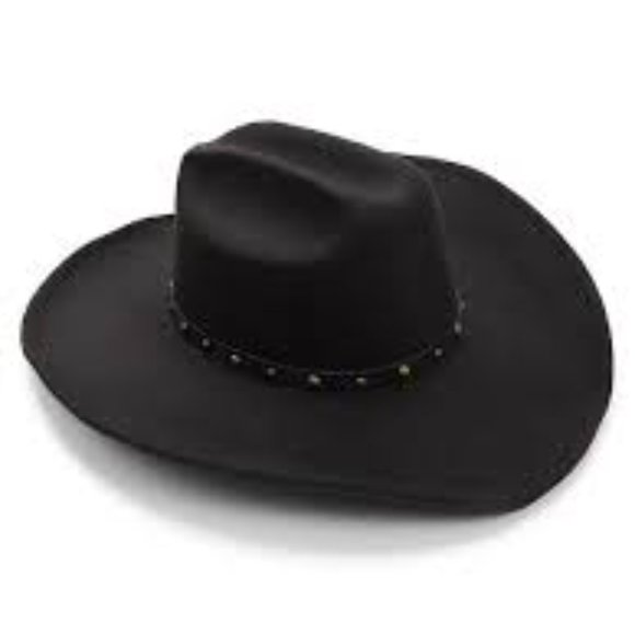 FRYE Wide Brimmed Black Western Cowgirl Rodeo Leather Band Boho Hat NWT! - Picture 1 of 10